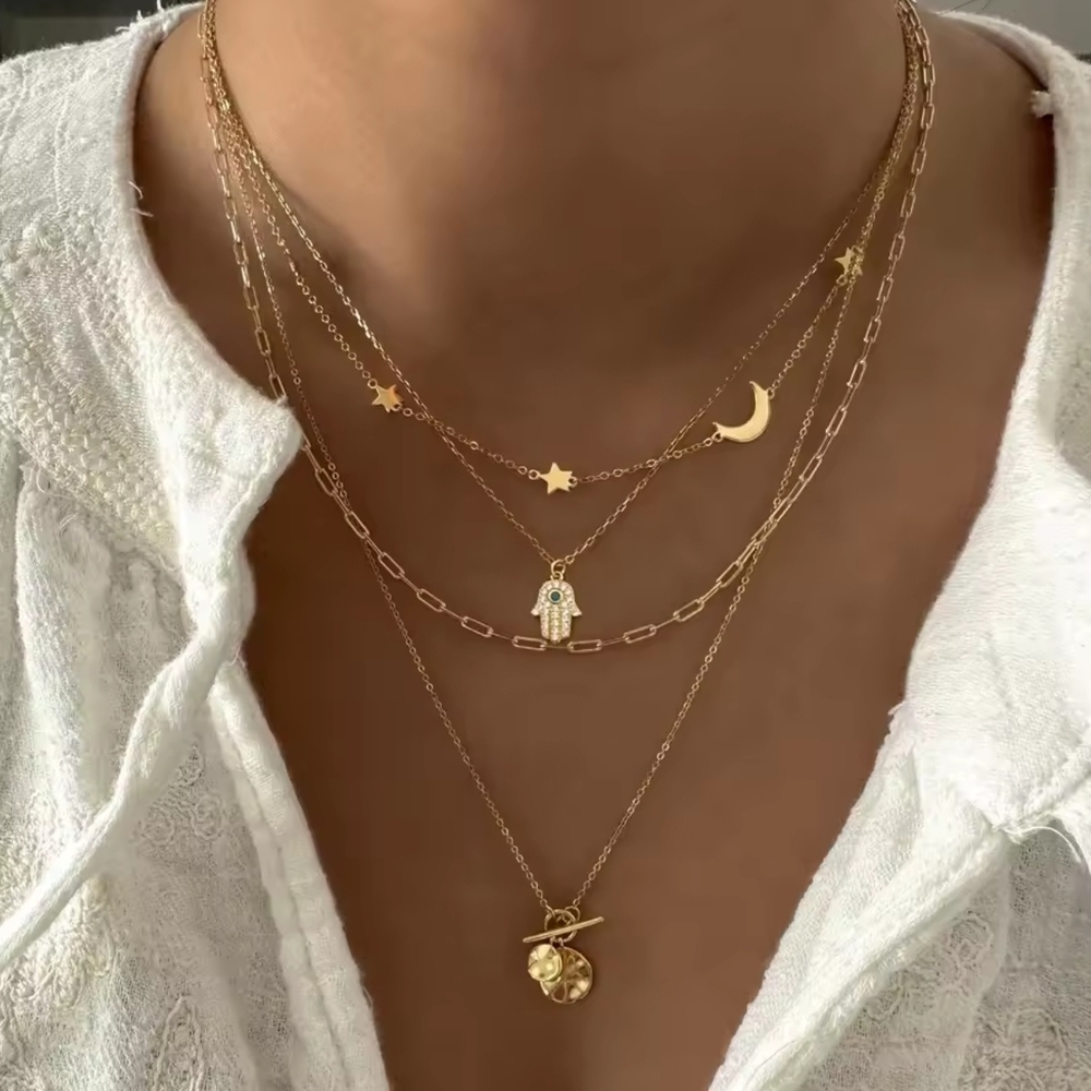 Gold Layered Necklace Set